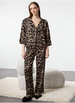 trendyol Multicolored Leopard Patterned Viscose Woven Pajama Set THMAW21PT0292  - Image 1