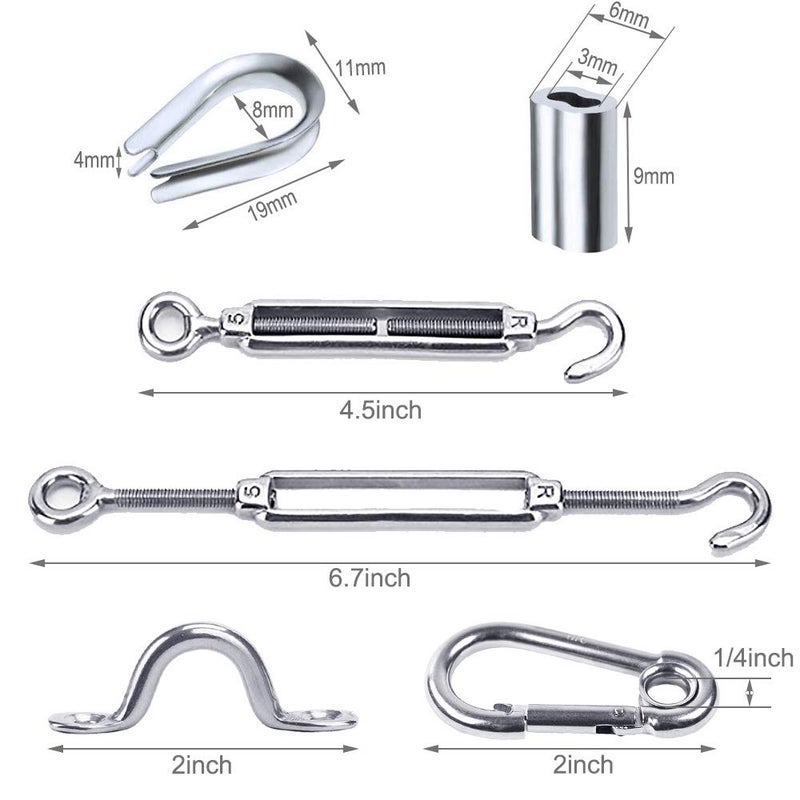 Amadget الفولاذ المقاوم للصدأ سلك حبل غلوب سلسلة أضواء شنقا عدة كابل درابزين الطائرات وصور معلقة عدة تشمل 165 قدم شفافة الفينيل المغلفة سلك كابل وصلة ربط المقطورة والخطافات الملحقات - Image 2