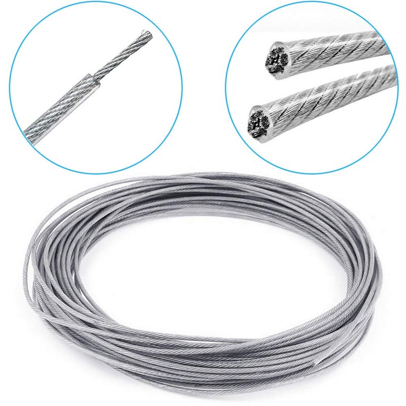 Amadget الفولاذ المقاوم للصدأ سلك حبل غلوب سلسلة أضواء شنقا عدة كابل درابزين الطائرات وصور معلقة عدة تشمل 165 قدم شفافة الفينيل المغلفة سلك كابل وصلة ربط المقطورة والخطافات الملحقات - Image 3