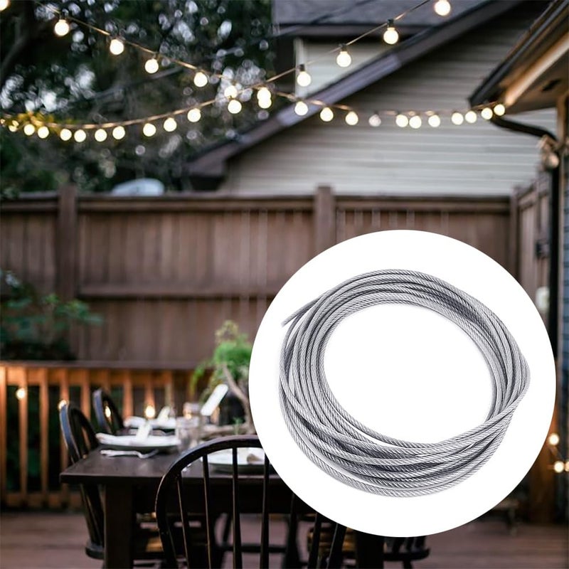 Amadget الفولاذ المقاوم للصدأ سلك حبل غلوب سلسلة أضواء شنقا عدة كابل درابزين الطائرات وصور معلقة عدة تشمل 165 قدم شفافة الفينيل المغلفة سلك كابل وصلة ربط المقطورة والخطافات الملحقات - Image 5