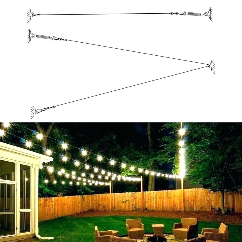 Amadget الفولاذ المقاوم للصدأ سلك حبل غلوب سلسلة أضواء شنقا عدة كابل درابزين الطائرات وصور معلقة عدة تشمل 165 قدم شفافة الفينيل المغلفة سلك كابل وصلة ربط المقطورة والخطافات الملحقات - Image 4