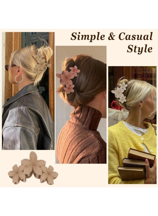 CURASA Flower Claw Clips 6Pcs Matte Flower Hair Clips for Women Girls Plumeria Hair Clip Hibiscus Hair Claw Clips for Thick Hair Flower Claw Clip Non Slip Hair Accessories for Women Girls - Image 4