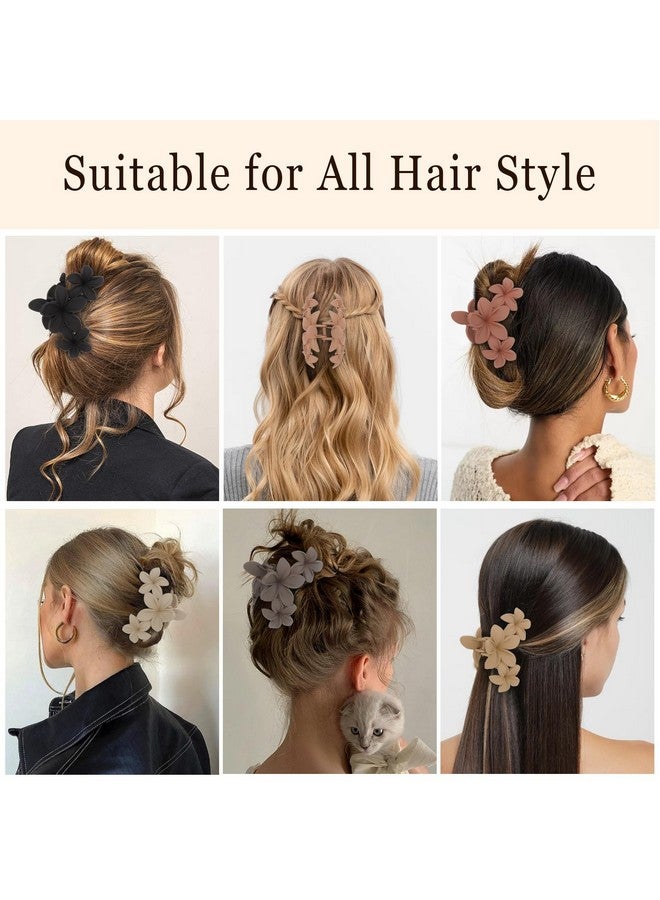 CURASA Flower Claw Clips 6Pcs Matte Flower Hair Clips for Women Girls Plumeria Hair Clip Hibiscus Hair Claw Clips for Thick Hair Flower Claw Clip Non Slip Hair Accessories for Women Girls - Image 3