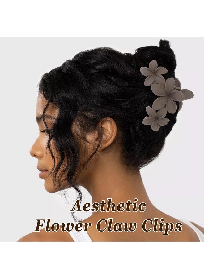 CURASA Flower Claw Clips 6Pcs Matte Flower Hair Clips for Women Girls Plumeria Hair Clip Hibiscus Hair Claw Clips for Thick Hair Flower Claw Clip Non Slip Hair Accessories for Women Girls - Image 5
