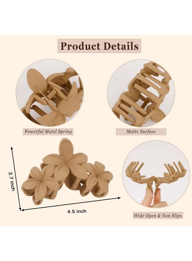 CURASA Flower Claw Clips 6Pcs Matte Flower Hair Clips for Women Girls Plumeria Hair Clip Hibiscus Hair Claw Clips for Thick Hair Flower Claw Clip Non Slip Hair Accessories for Women Girls - Image 2