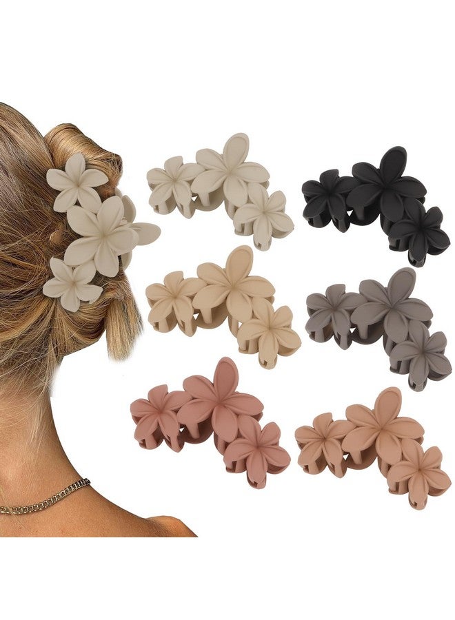 CURASA Flower Claw Clips 6Pcs Matte Flower Hair Clips for Women Girls Plumeria Hair Clip Hibiscus Hair Claw Clips for Thick Hair Flower Claw Clip Non Slip Hair Accessories for Women Girls - Image 1