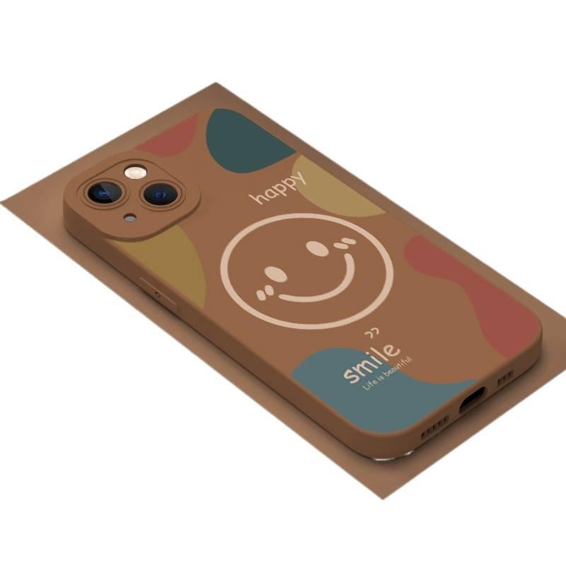 MS Silicone Protective Case for Redmi Note 13 with Smiley Face Pattern and Scratch Resistant plus Shockproof plus Drop Protection in Caramel Brown - Image 1