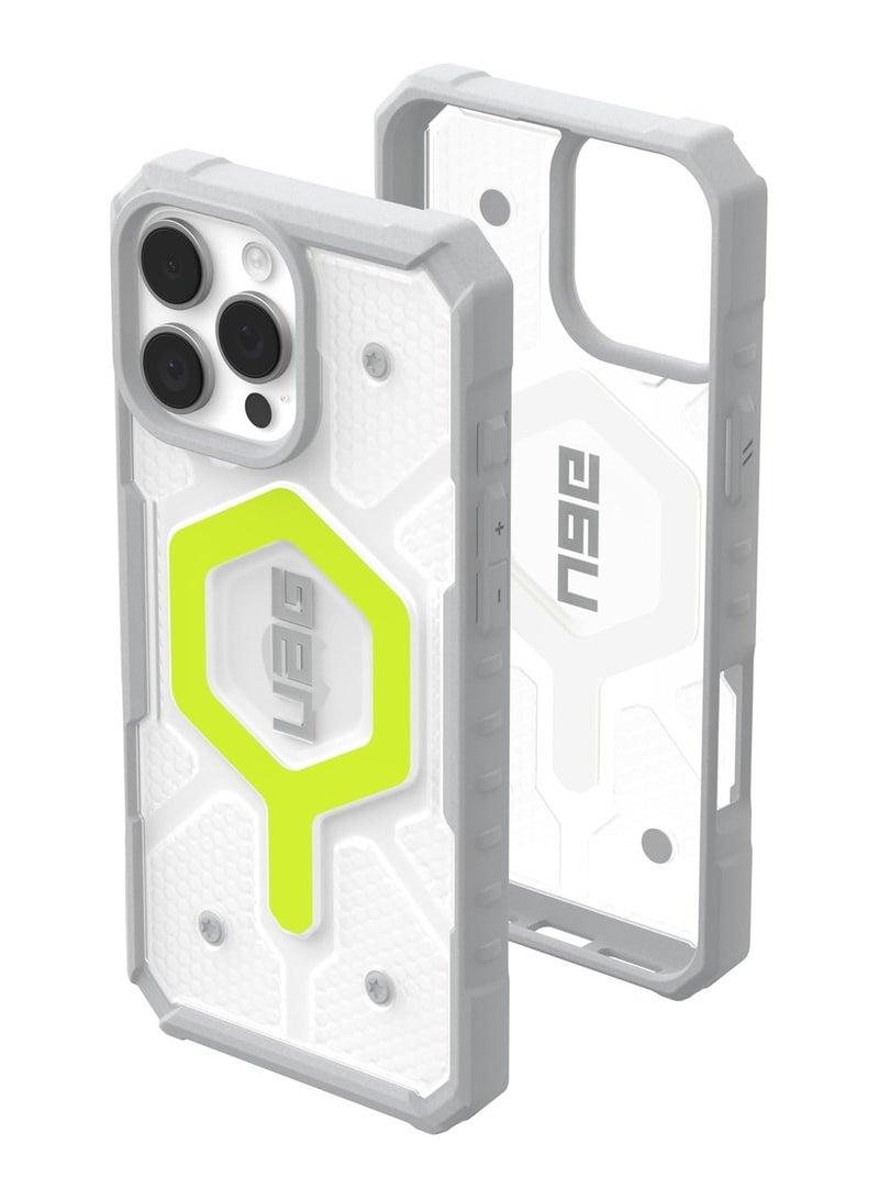 UAG Pathfinder Clear Case for iPhone 15 Pro - 18-Foot Drop Protection, MagSafe Compatible, Translucent Armor Shell, Active Neon - Image 1