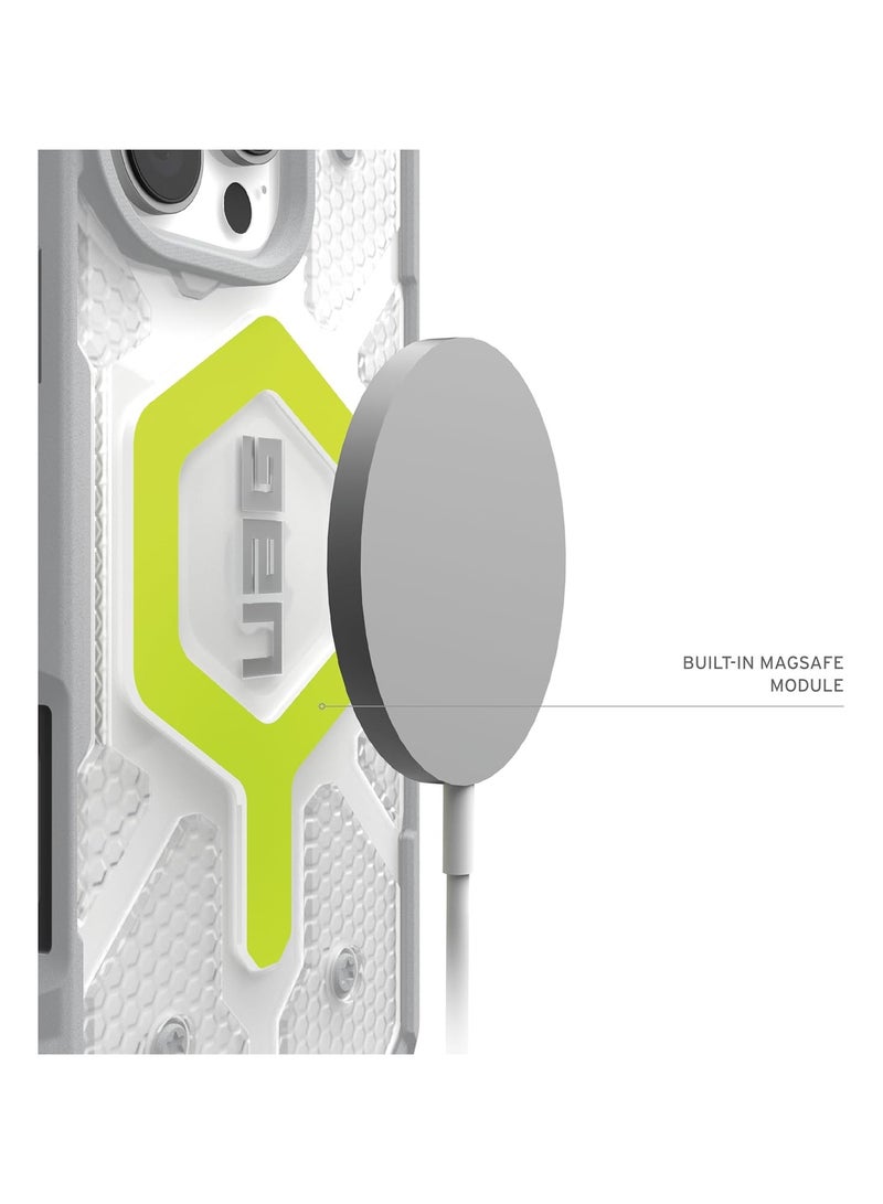 UAG Pathfinder Clear Case for iPhone 15 Pro - 18-Foot Drop Protection, MagSafe Compatible, Translucent Armor Shell, Active Neon - Image 2