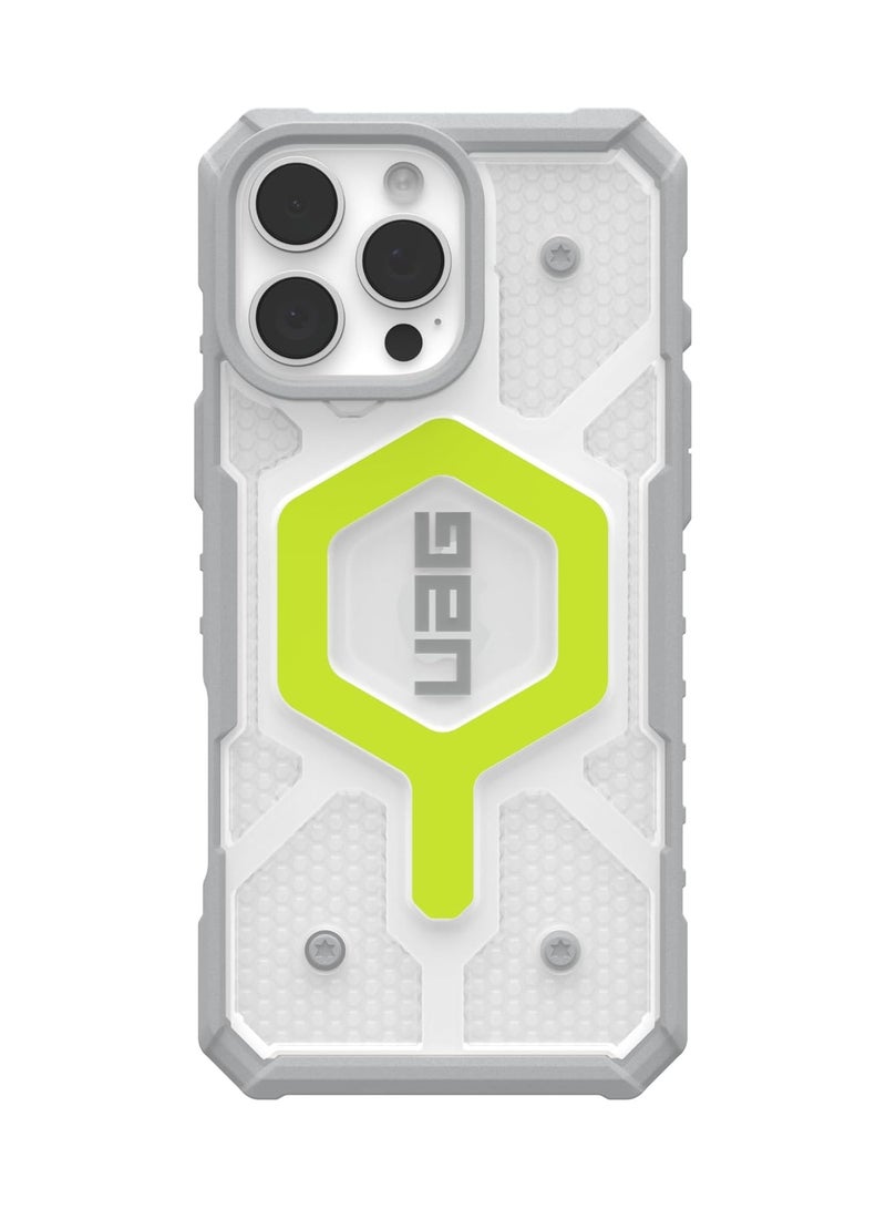 UAG Pathfinder Clear Case for iPhone 15 Pro - 18-Foot Drop Protection, MagSafe Compatible, Translucent Armor Shell, Active Neon - Image 3