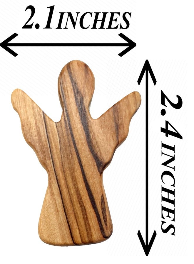 Zuluf Set of 3 Olive Wood Angel Figurines – Small Wooden Guardian Angels for Prayer, Blessings & Decor | Tiny Angel Gifts for Home, Religious Funeral Favors, Family Keepsake Set | HLG025A - Image 4
