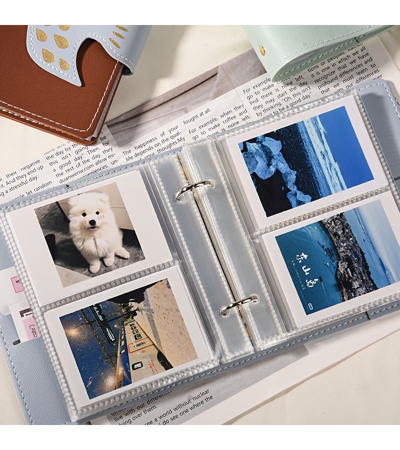 Aqua Green 3 Inch Leather Pocket Photo Album 25 Pages 100 Photos Refillable - Image 5