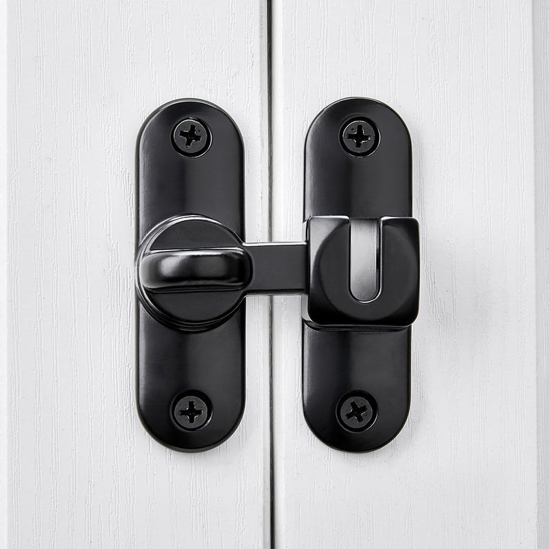INIRET Black Barn Door Latches,90/180 Degree Gate Lock,Flip Gate Latches Hardware,Zinc Alloy Right Angle Door Lock Latch,Door Security Sliding Door Latch Lock for Cabinets,Bathroom - Image 5