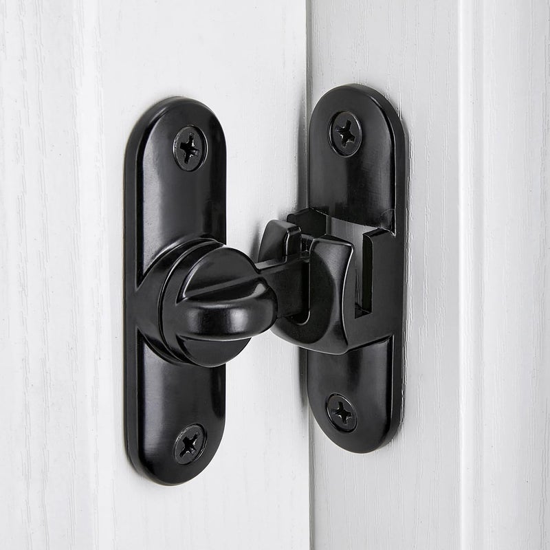 INIRET Black Barn Door Latches,90/180 Degree Gate Lock,Flip Gate Latches Hardware,Zinc Alloy Right Angle Door Lock Latch,Door Security Sliding Door Latch Lock for Cabinets,Bathroom - Image 3