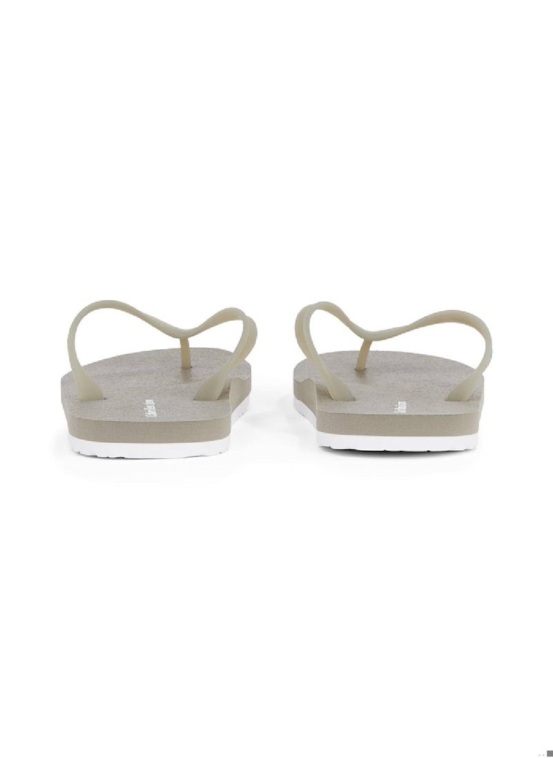 Calvin Klein Jeans Men's Flip Flops - Faux Leather, Light Olive  - Image 3