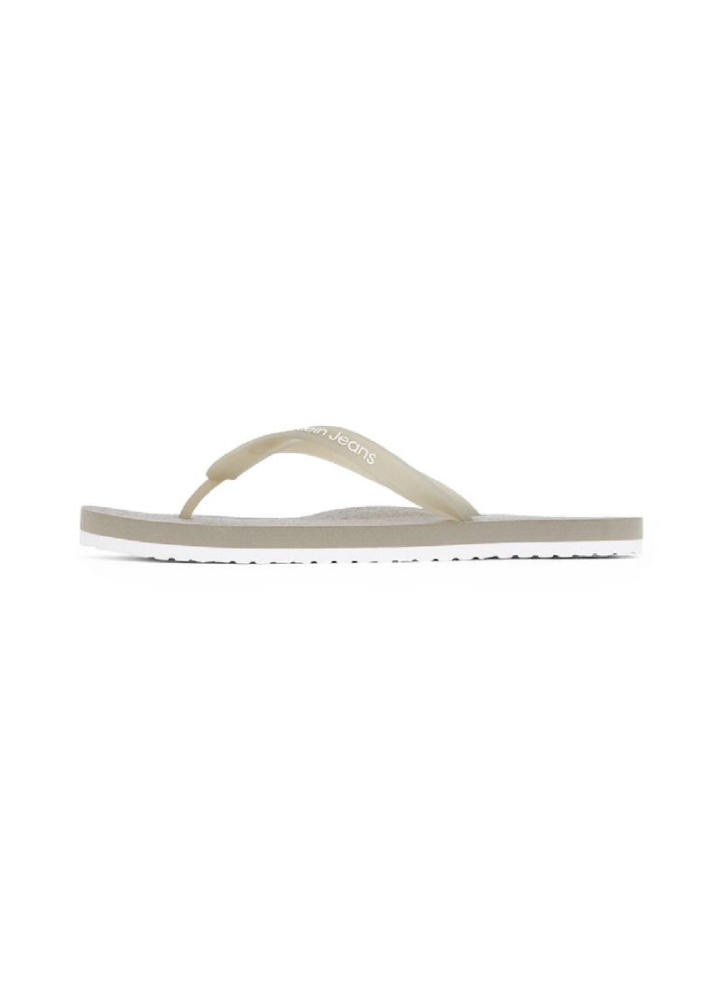 Calvin Klein Jeans Men's Flip Flops - Faux Leather, Light Olive  - Image 5