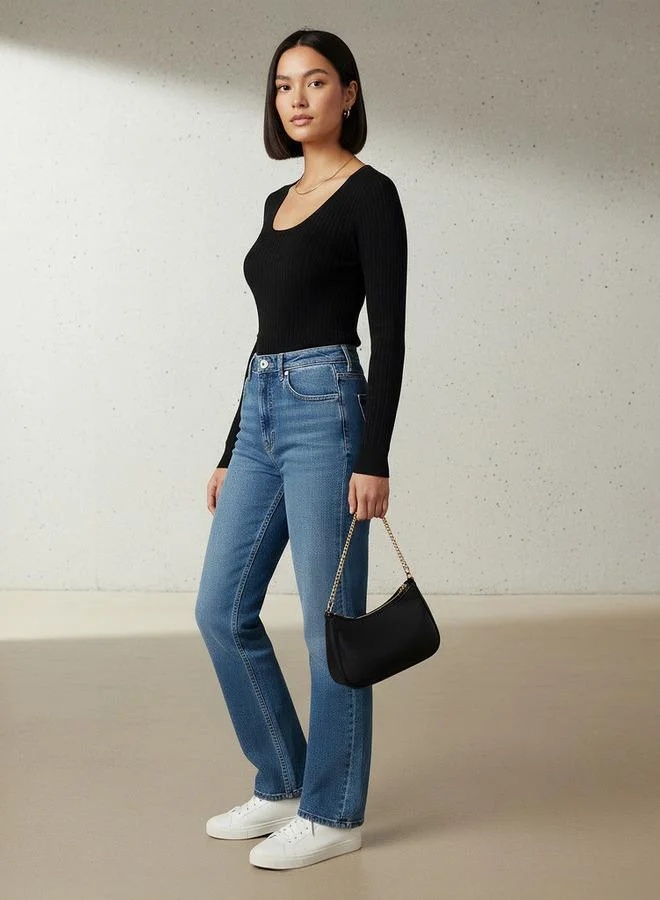 2Xtremz 2Xtremz Slim Fit Textured Round Neck Tricot Sweater