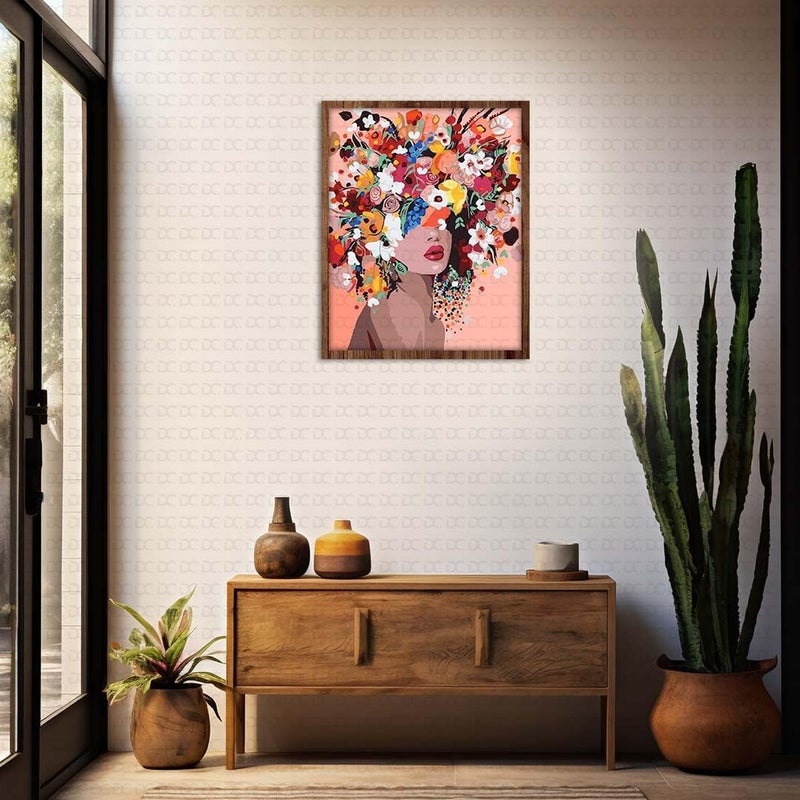 Retailio مجموعة رسم الماس 5D من ريتايليو برقم كامل من الكريستال للتطريز والتصوير الفني لتزيين جدران المنزل، فتاة الزهرة - 11.8x15.8 إنش - Image 3