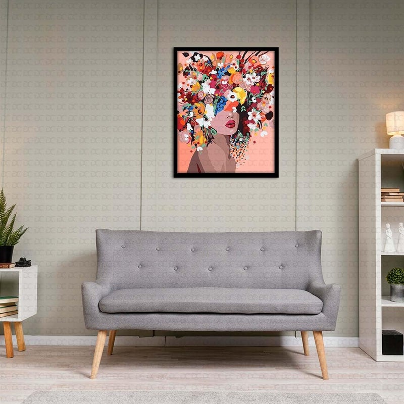 Retailio مجموعة رسم الماس 5D من ريتايليو برقم كامل من الكريستال للتطريز والتصوير الفني لتزيين جدران المنزل، فتاة الزهرة - 11.8x15.8 إنش - Image 5