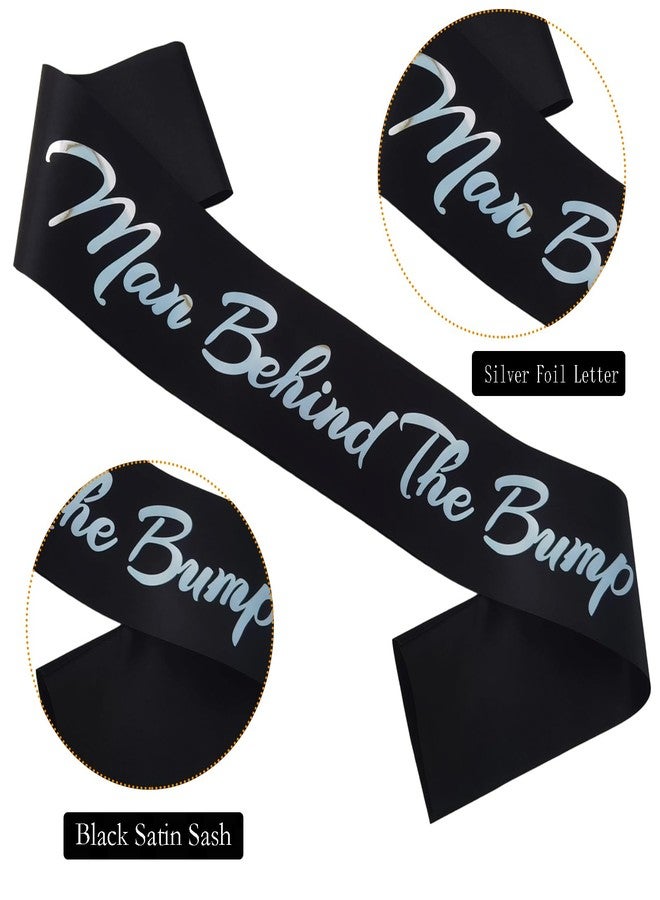 MUMUNN وشاح "الرجل خلف البطن" من MUMUNN، أسود وفضي، هدية مثالية لحفلة استقبال المولود الجديد، مناسبة للأب الجديد، ولتوثيق جنس المولود. - Image 2