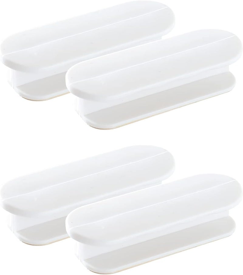 DHVSAM Adhesive Cabinet Handles, Self-Stick Instant Cabinet Handles Alloy No Drilling Push Pull Handles Helper for Kitchen Cabinet Drawer Window Sliding Closet (White, 4 Pcs) - Image 1