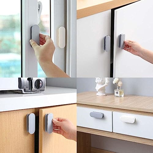 DHVSAM Adhesive Cabinet Handles, Self-Stick Instant Cabinet Handles Alloy No Drilling Push Pull Handles Helper for Kitchen Cabinet Drawer Window Sliding Closet (White, 4 Pcs) - Image 2