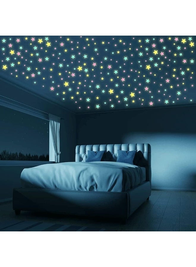 Luminous 3D Glow in The Dark Stars - Glow Stars Stickers for Ceiling, Adhesive 200pcs 3D Glowing Stars for Starry Sky,Wall Decals for Home Decoration - Image 2