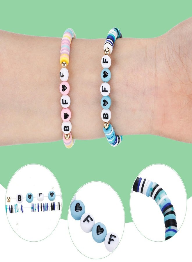 Sureio 24 Pcs Colorful Bff Friendship Bracelets Letter Heart Bestie Surfer Stretch Beaded Friendship Kids Bracelets for Girls Women Gifts Tween Girl Party Favors - Image 4