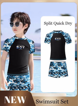 2 Piece Boys Swimsuit Swimming Trunks Set Toddler Kids Training Quick Dry Swimwear Children Short Sleeves Clothing Beachwear Split Bathing Suit for Summer - pzsku/Z050AFF8F837DDA28074EZ/45/_/1718874575/8f31063d-0196-4d9a-b3e7-d18d7d0d38dd
