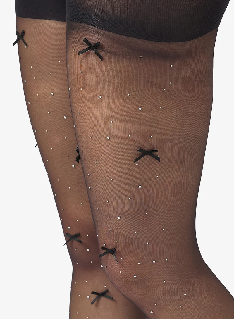جينجر 10D Sheer Bow Detail Stockings
