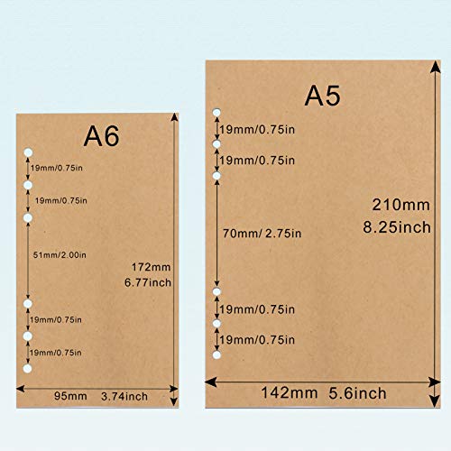 Toplive A5 Refill Paper, [3 Pack] Toplive 100GSM Thick Refillable 6 Hole Filler Inserts - 135 Sheets (270 Pages) for 6 Ring Binder Journal Notebook, Kraft - Image 3