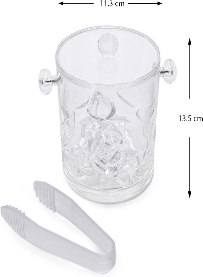 AKDC Alhoora 14X14X16Cm Acrylic Clear Ice Bucket With Special Design, Tang, Cover, Handles And Color Box - Image 5