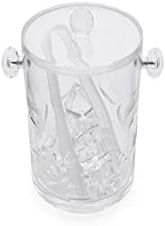 AKDC Alhoora 14X14X16Cm Acrylic Clear Ice Bucket With Special Design, Tang, Cover, Handles And Color Box - Image 2