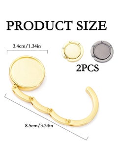 CMGTYYD 2 Handbag Hooks, Portable Foldable Purse Hooks for Desks, Restaurants, Schools and Offices (Gold, Black)  - Image 2