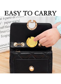 CMGTYYD 2 Handbag Hooks, Portable Foldable Purse Hooks for Desks, Restaurants, Schools and Offices (Gold, Black)  - Image 3