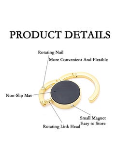 CMGTYYD 2 Handbag Hooks, Portable Foldable Purse Hooks for Desks, Restaurants, Schools and Offices (Gold, Black)  - Image 5
