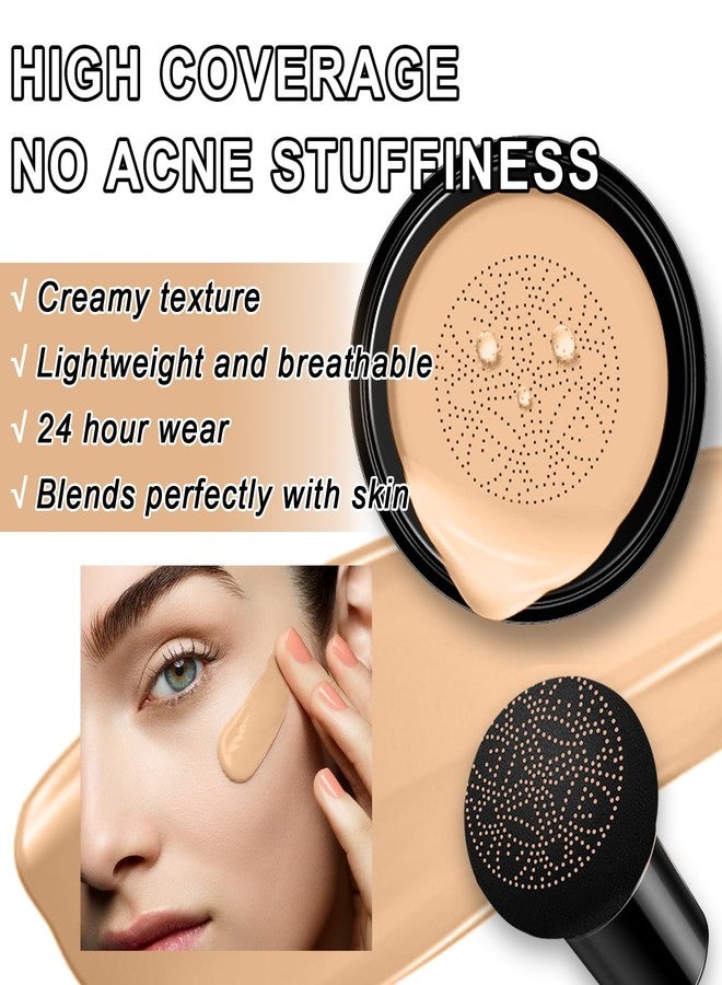 LemonSac Mushroom Head Air Cushion CC Cream Foundation BB Cream Foundation Makeup Moisturizing CC Cream Liquid Foundation,Concealer Lasting Makeup Foundation Even Skin Tone Makeup Base Primer (#04 Nude) - Image 2