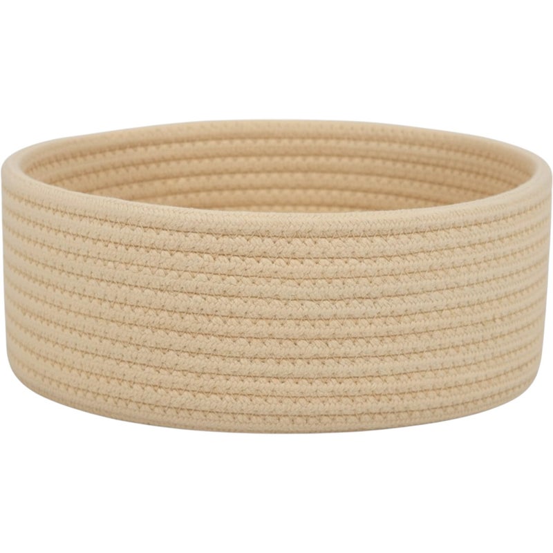 MZ Cotton Rope Storage Basket, Natural Cotton, Round Woven Organiser, Set of 1 (Beige) - Image 1