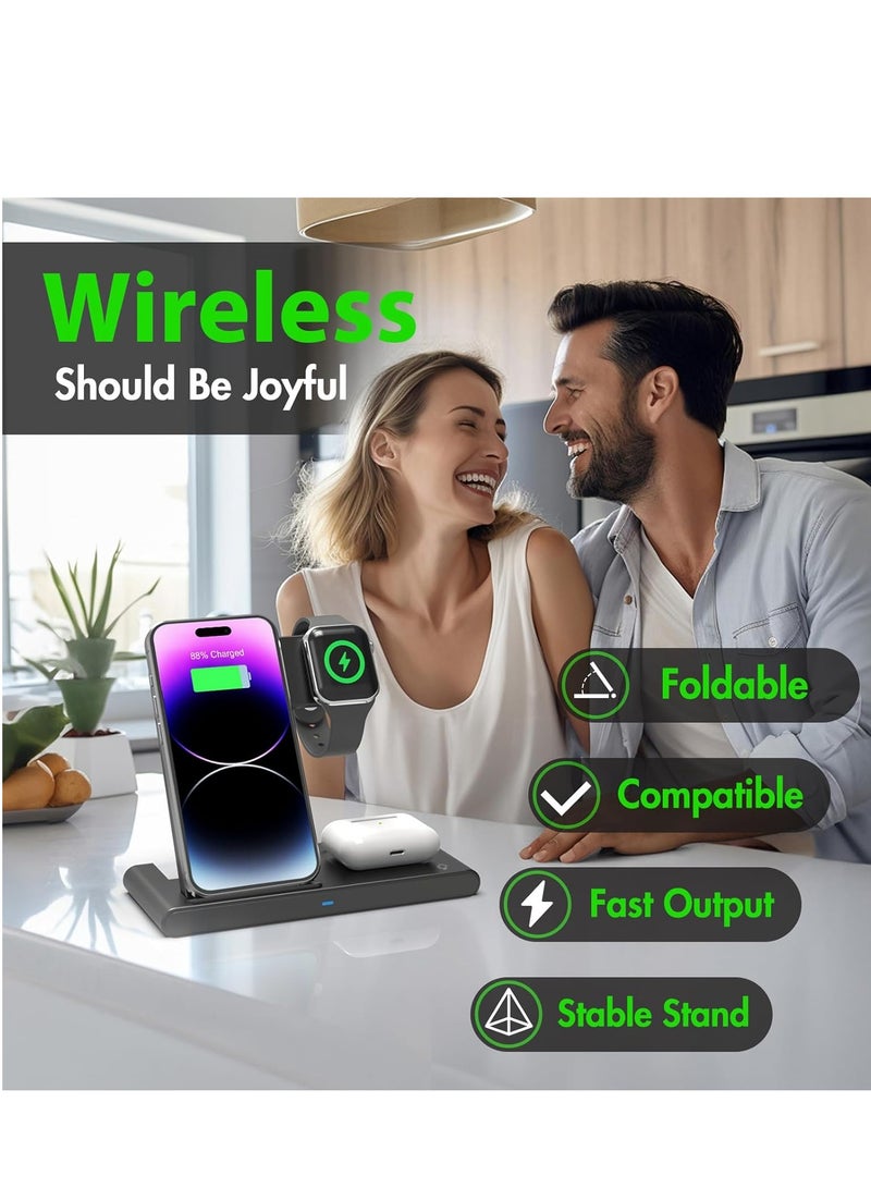 General Wireless Charger iPhone Charging Station: 3 in 1 Charger Stand Multiple Devices for Apple - iPhone 15 14 Pro Max 13 12 11 - Watch 9 8 7 6 5 4 3 2 Se  - Image 2