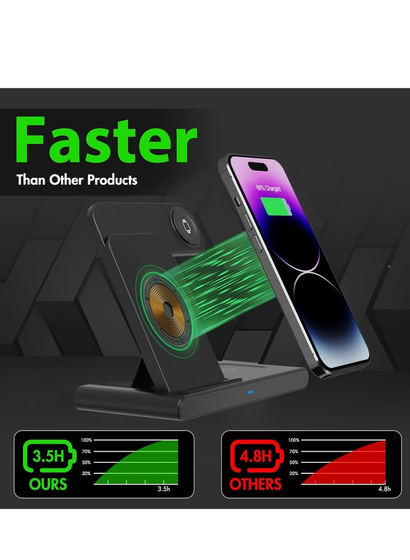 General Wireless Charger iPhone Charging Station: 3 in 1 Charger Stand Multiple Devices for Apple - iPhone 15 14 Pro Max 13 12 11 - Watch 9 8 7 6 5 4 3 2 Se  - Image 5