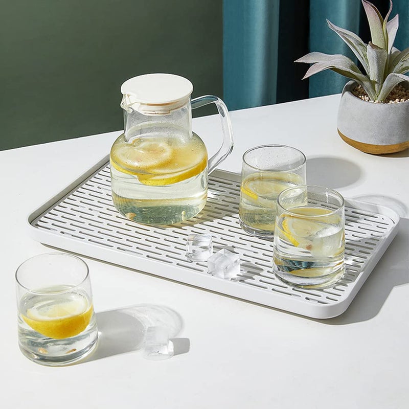 Bonilve Small Cup & Dish Drying Rack Kitchen  Drain Board for Kitchen Sink  Dish Drain Tray-White with Drainboard Large Enough for Counter  Coffee Table  Outdoor - Image 5