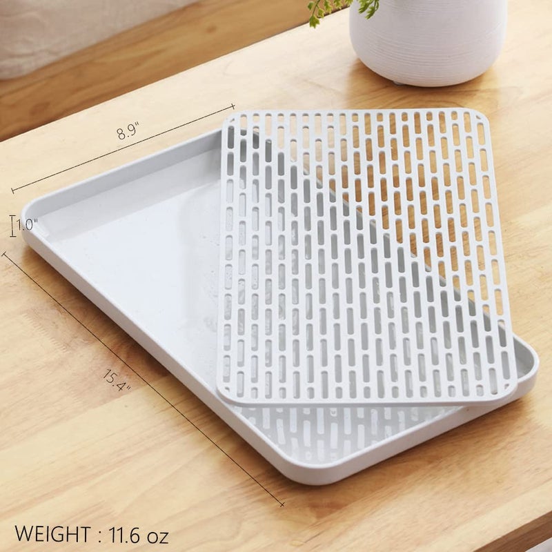 Bonilve Small Cup & Dish Drying Rack Kitchen  Drain Board for Kitchen Sink  Dish Drain Tray-White with Drainboard Large Enough for Counter  Coffee Table  Outdoor - Image 2
