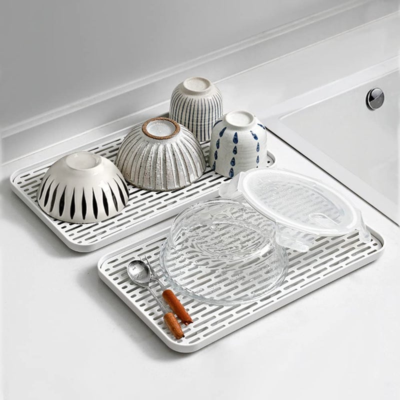 Bonilve Small Cup & Dish Drying Rack Kitchen  Drain Board for Kitchen Sink  Dish Drain Tray-White with Drainboard Large Enough for Counter  Coffee Table  Outdoor - Image 4