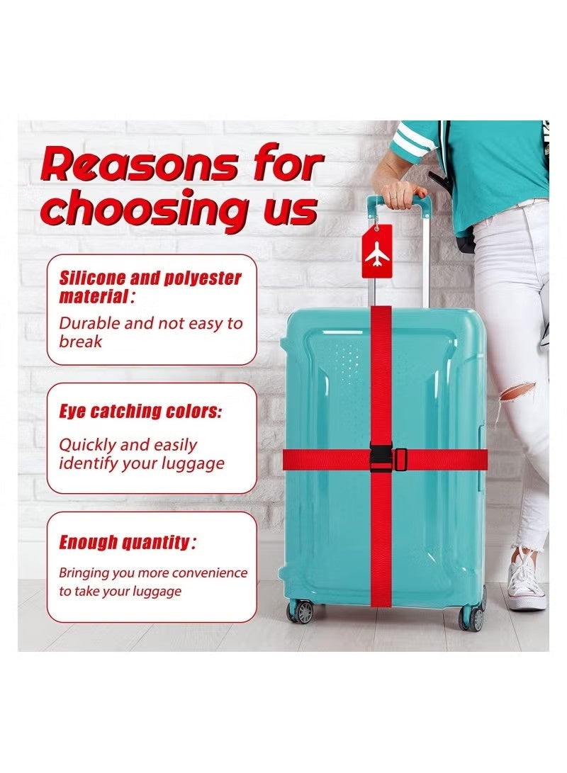 2 Pack Luggage Strap Set Adjustable Luggage Strap Silicone Luggage Tag with Name ID for Luggage (Red) - Image 4