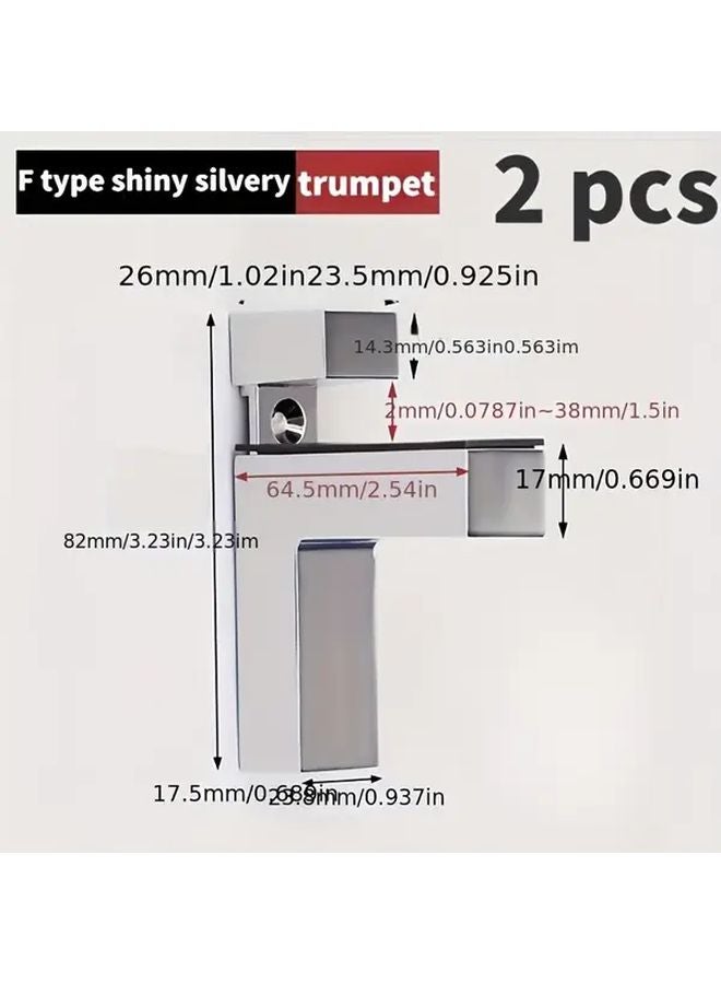 Small Zinc Alloy Adjustable F Shaped Glass Shelf Brackets Pair Of Bright Lights - Image 1