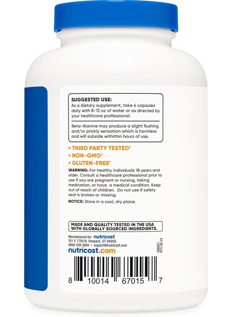 Nutricost, Beta-Alanine, 240 Capsules (850 mg per Capsule) - Image 5