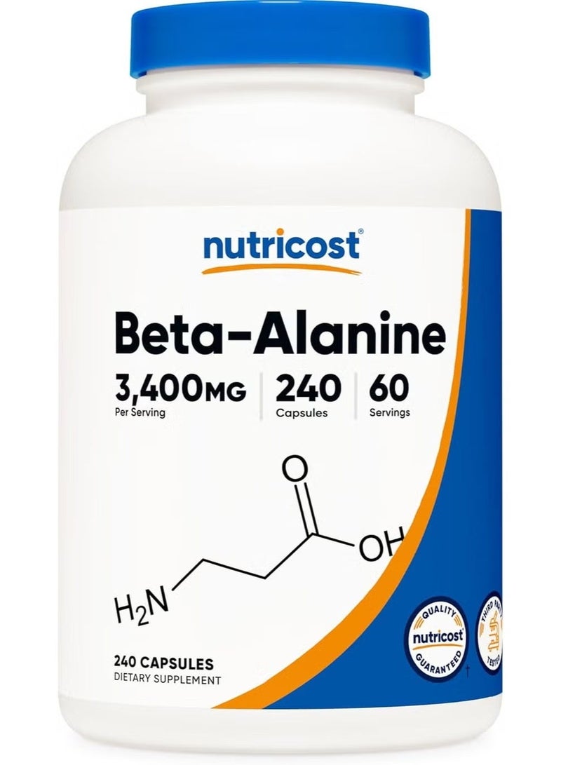 Nutricost, Beta-Alanine, 240 Capsules (850 mg per Capsule) - Image 1