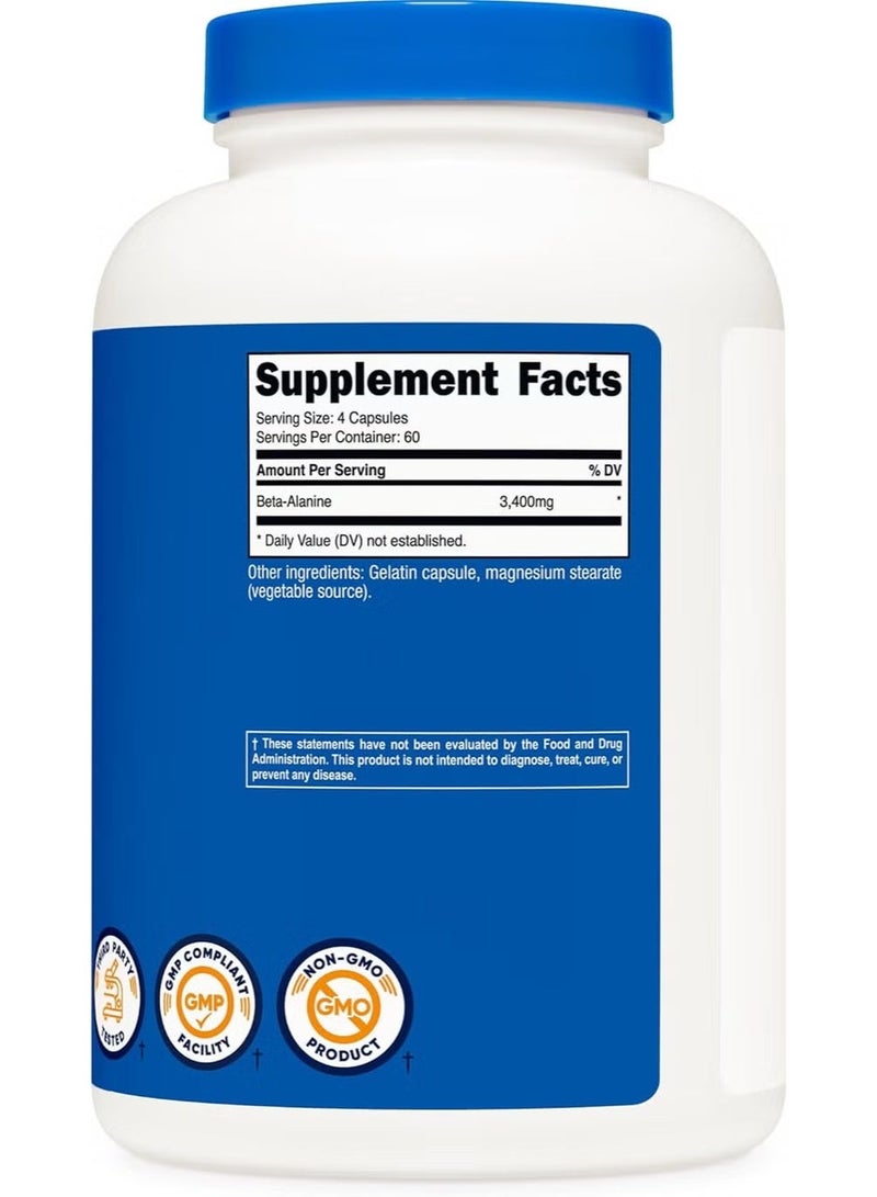 Nutricost, Beta-Alanine, 240 Capsules (850 mg per Capsule) - Image 2