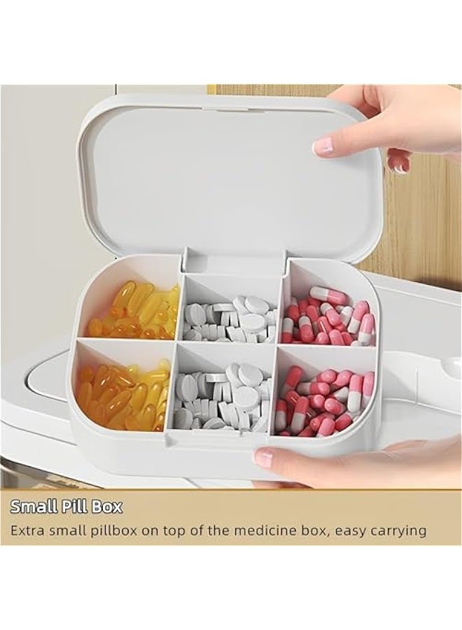 Beauenty Medicine Storage Box,3-Tier First Aid Box Organizer,Medicine Storage Organizer Holder for Home & Travel,Portable Medicine Box Organizer with Handle, Multipurpose Empty Storage Case (White) - Image 3