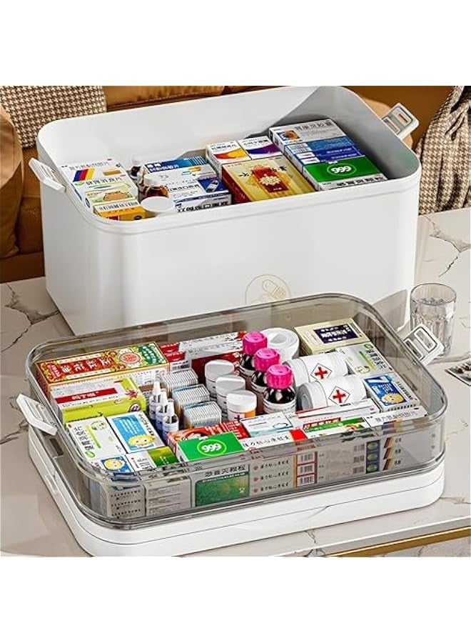 Beauenty Medicine Storage Box,3-Tier First Aid Box Organizer,Medicine Storage Organizer Holder for Home & Travel,Portable Medicine Box Organizer with Handle, Multipurpose Empty Storage Case (White) - Image 5